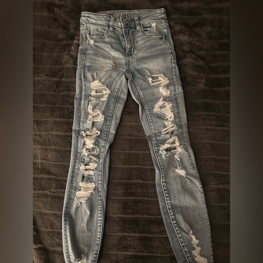 Distressed Blue Jeans